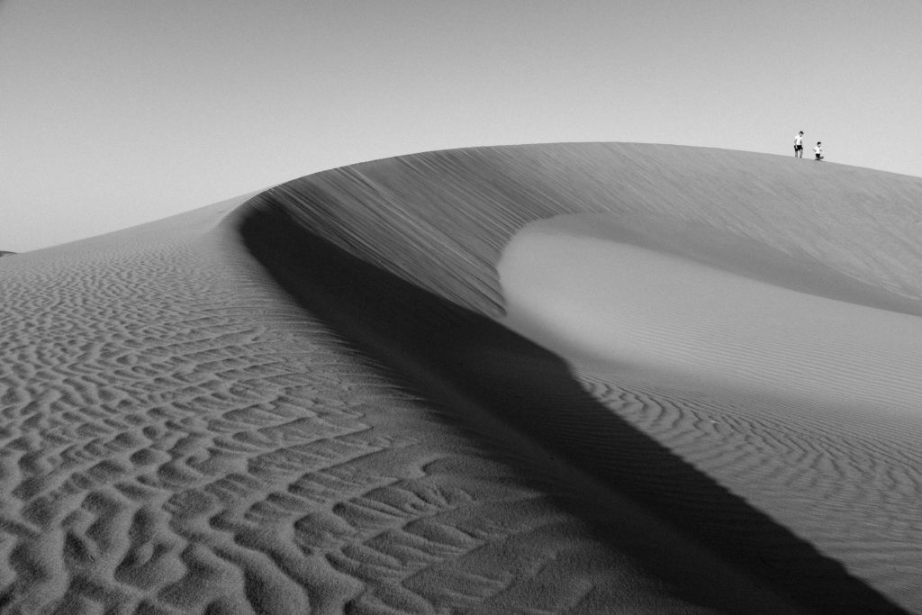 Sand Dune in Liwa desert in black and white